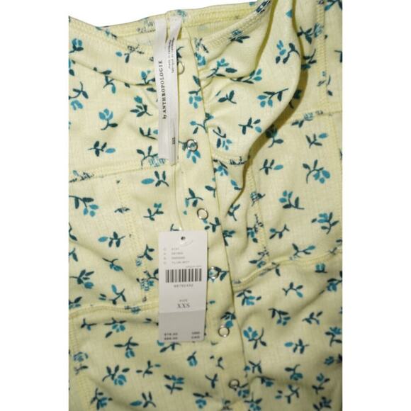 Anthropologie Yellow Blue Floral Button-Front Romper – Size XXS - Picture 2 of 6